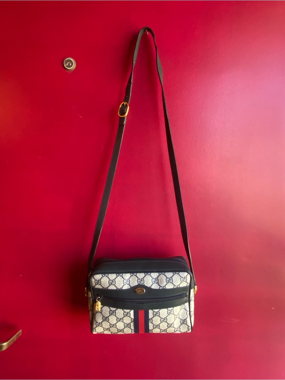 Gucci Vintage 1980s Ophidia red blue cream small shoulder bag can be crossbody